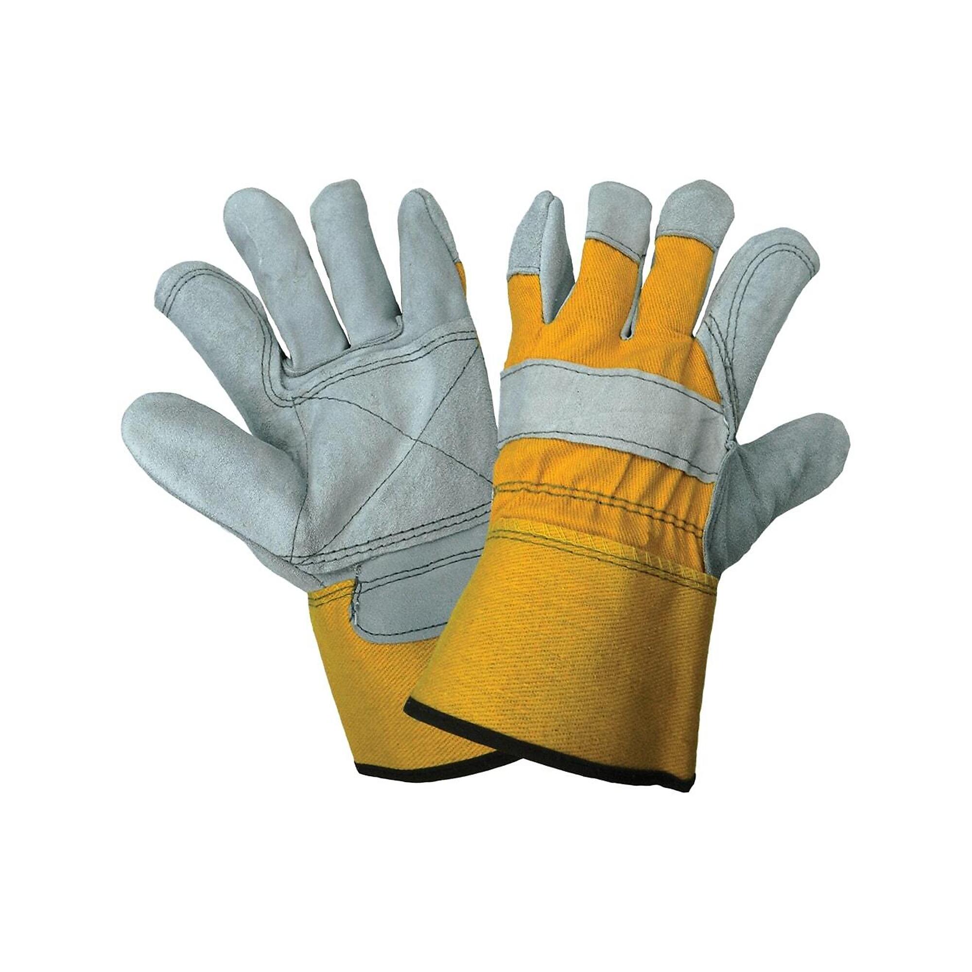 Global Glove Premium Grain Cowhide Leather Double Palm - 12 Pairs